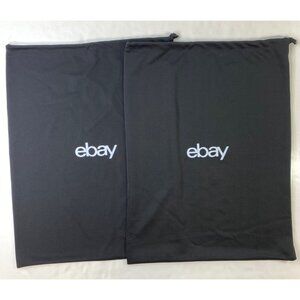 Set Of 2 eBay Logo Black Drawstring Bags 24"x19" eBayana